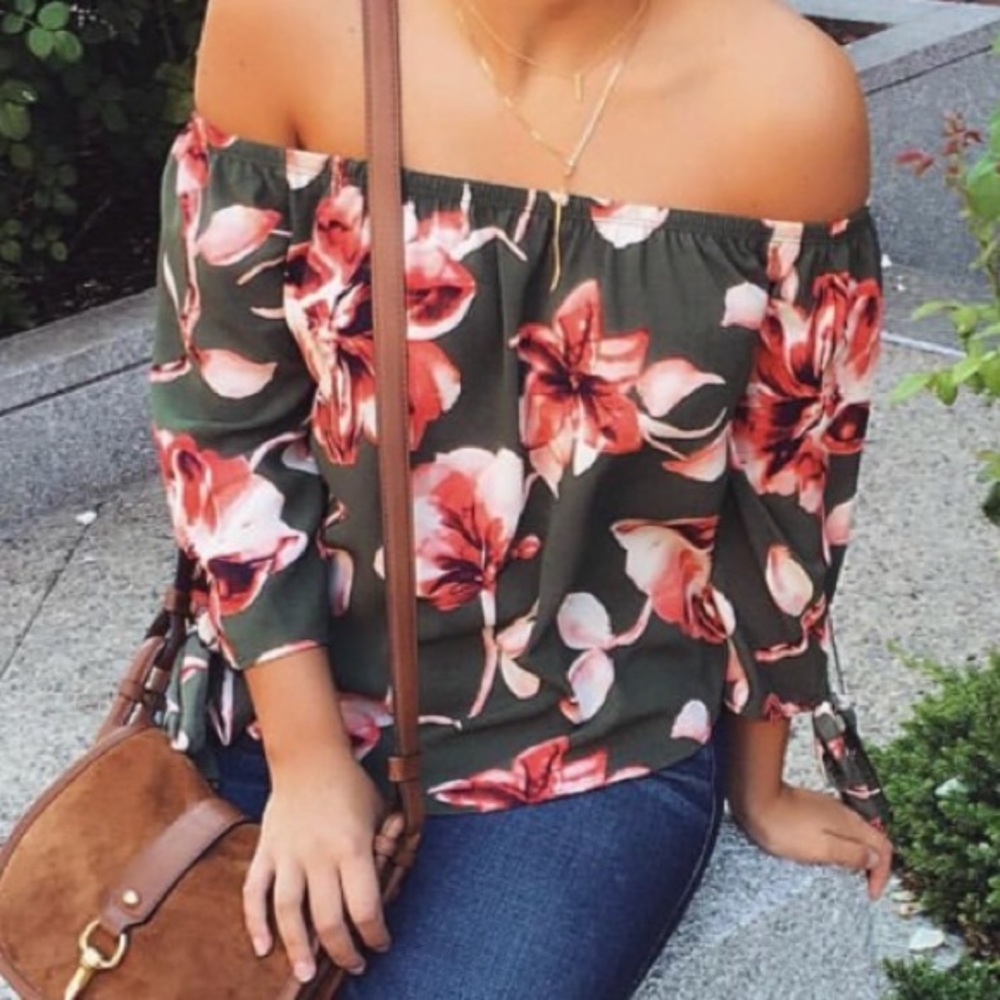 Floral off the shoulder top - Picture 1 of 6
